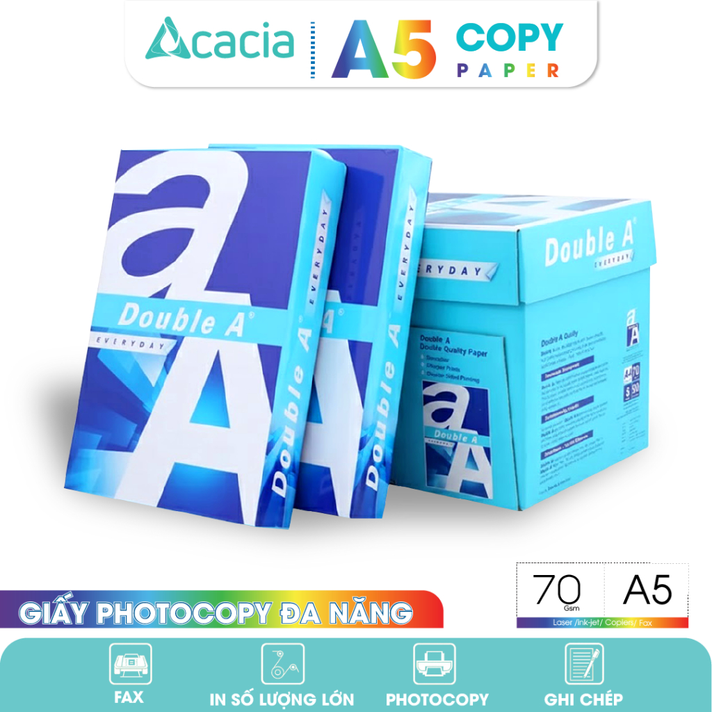 Giấy A5 Double A 70gsm hàng nhập khẩu Thái Lan