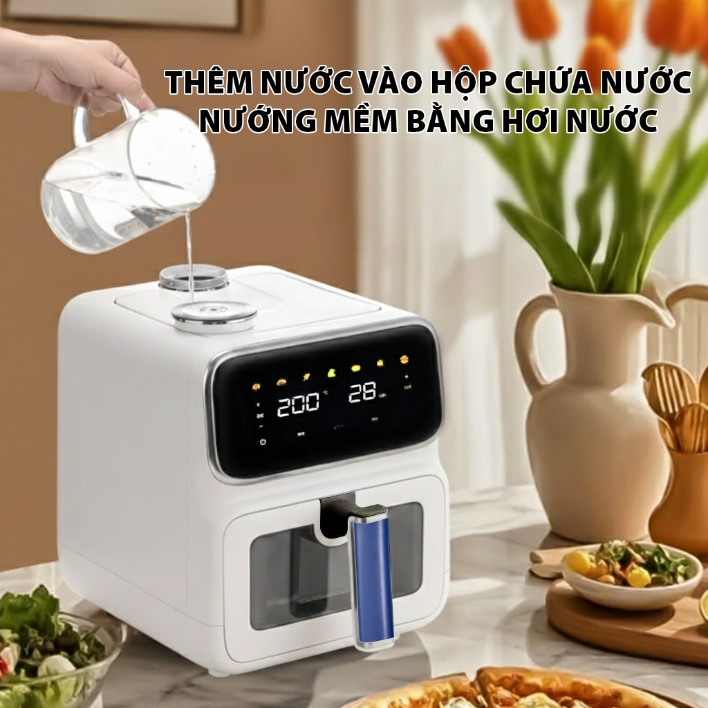 Nồi chiên không dầu QCOOKO, Nồi chiên hơi nước dung tích 6L, 1400W, công nghệ mới STEAM AIR thịt mềm mọng nước, giảm mỡ | BigBuy360 - bigbuy360.vn
