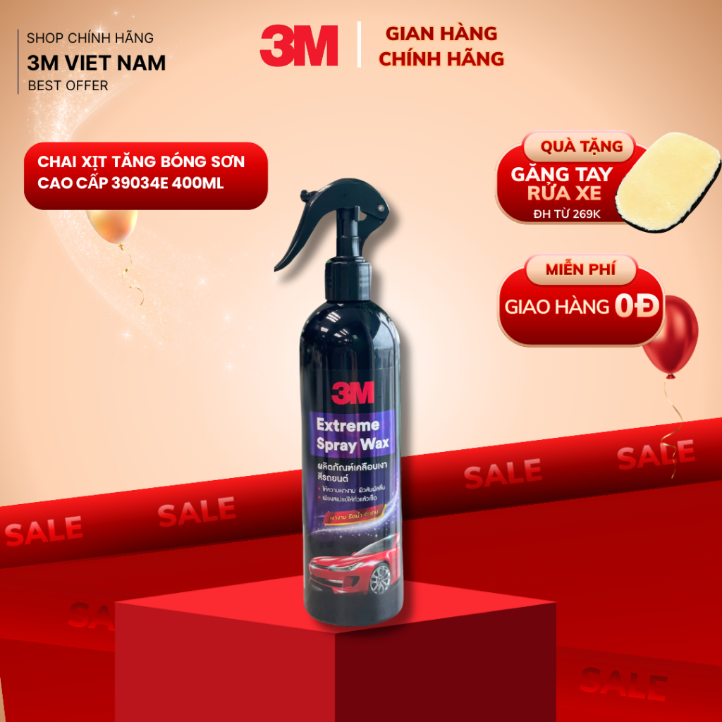 [SSPIC199K - GIẢM 10% ] Chai xịt bảo dưỡng sơn 3M Spray Wax – PN39034E