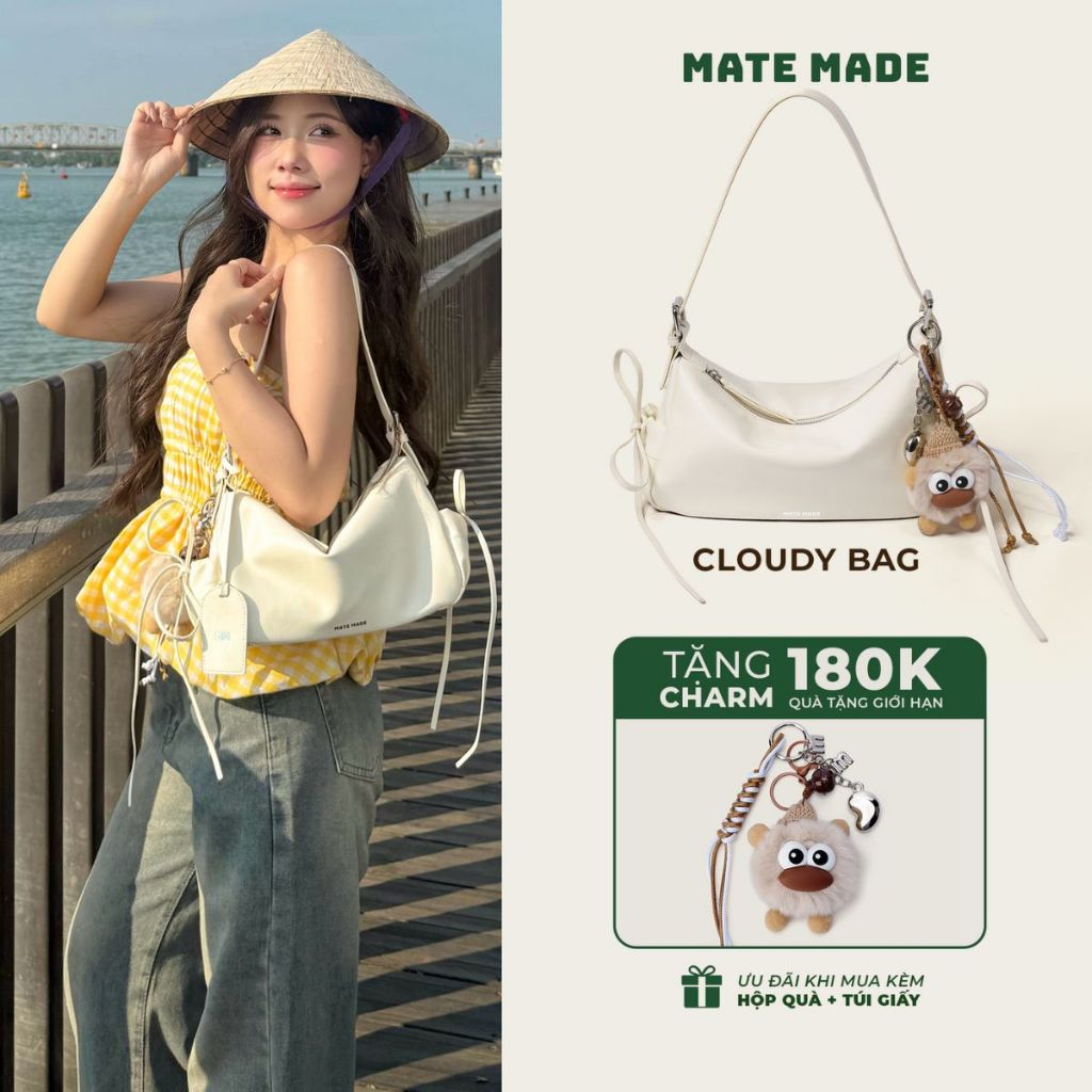 [TÚI LỌ LEM HẠT DẺ] Túi Đeo Vai Cloudy MATE MADE Lọ Lem Da Pu Cao Cấp Size 28 Hợp Đi Làm Đi Chơi Phong Cách Nữ Tính | BigBuy360 - bigbuy360.vn