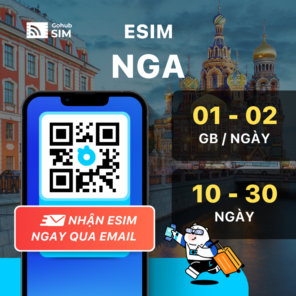 eSIM Nga 4G - Gói theo ngày ( 10 - 30 ngày) - Gohub gửi eSIM qua email