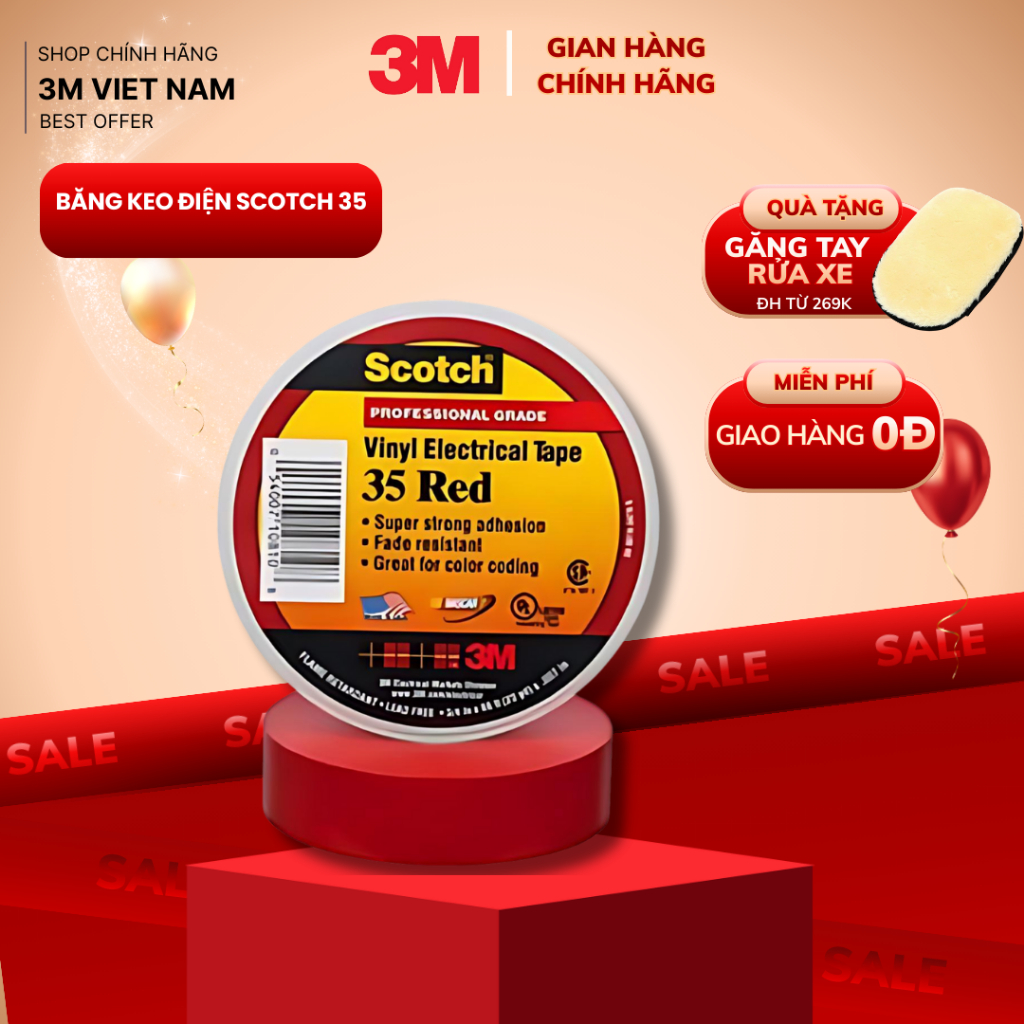 Băng keo điện 3M™  Vinyl Electrical Tape 35 khổ 3/4 x 66ft