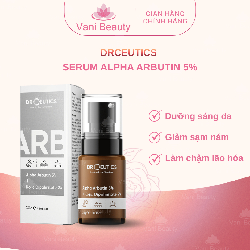 Serum DrCeutics Làm Sáng Da Mờ Nám Alpha Arbutin 5% Và Kojic Dipalmitate 2%