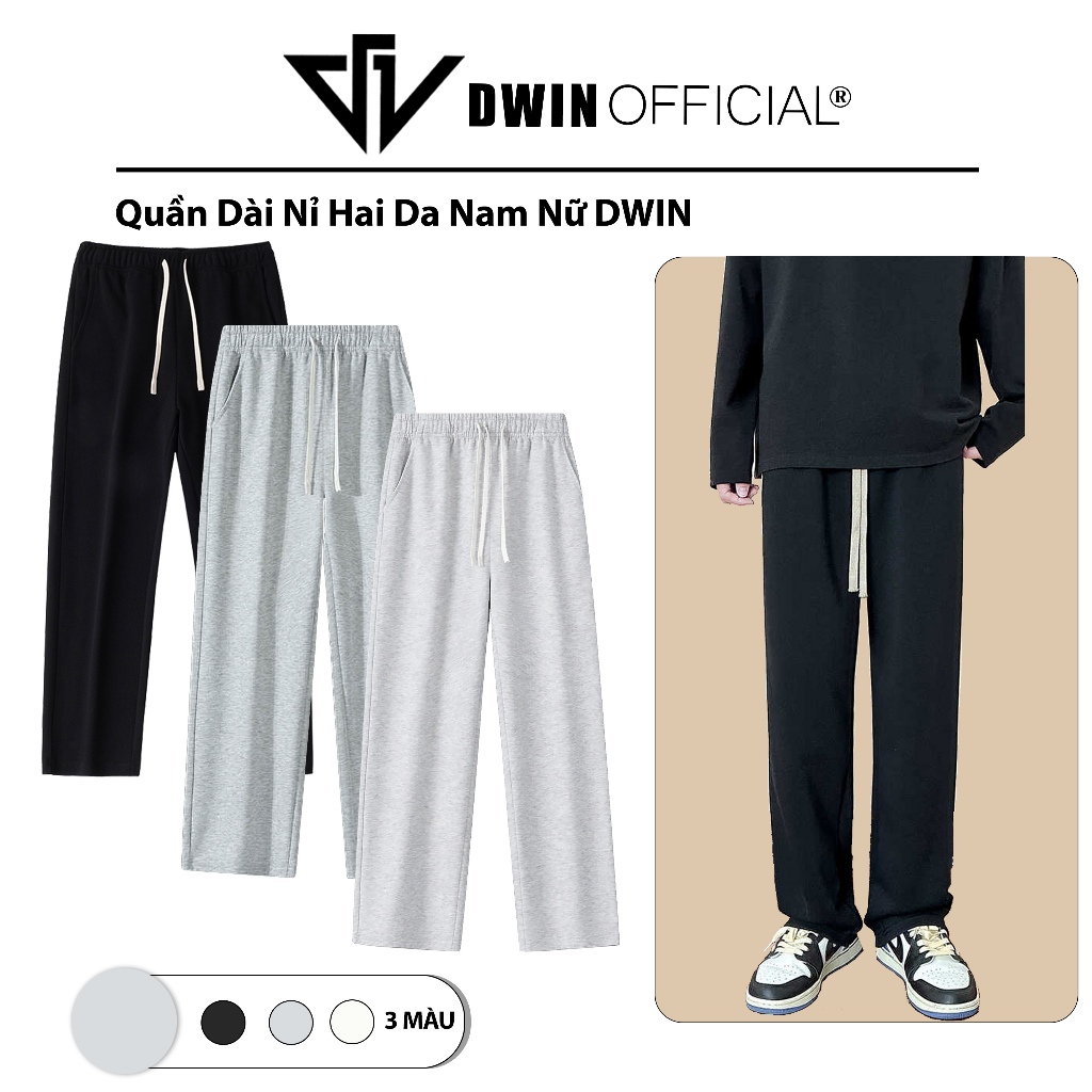 Quần dài form rộng DWIN nam nữ chất nỉ ống suông unisex Track Pants local brand