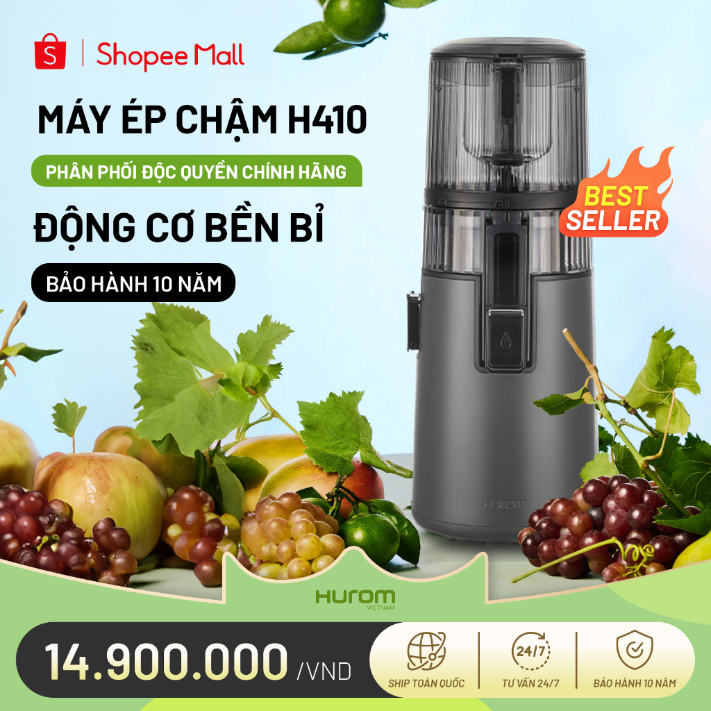 Máy ép chậm Hurom H410 (H70FT - Màu đen) - Bảo hành chính hãng 10 năm - Phân phối độc quyền tại Việt