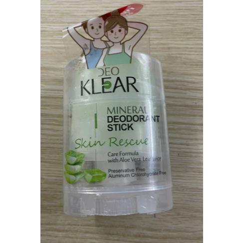 Lăn Khử Mùi Deo Klear Đá Khoáng Lô Hội Skin Rescue (C/70g) Thái Lan
