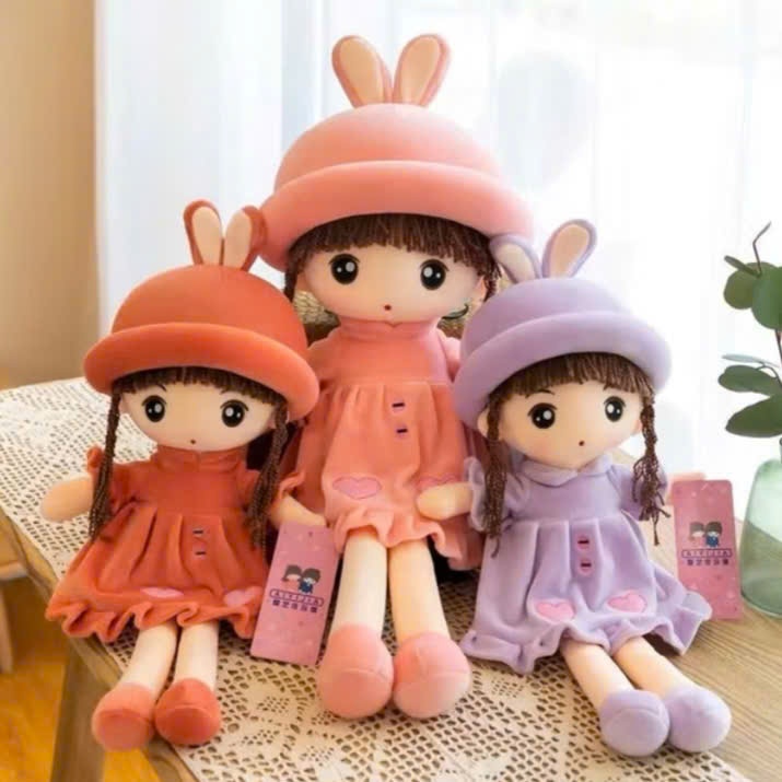 Gấu Bông Búp Bê Đội Mũ Gấu Bông Búp Bê Váy Nhung Tim Cao Cấp Gấu Bông Búp Bê Xinh Nhiều Kích Thước