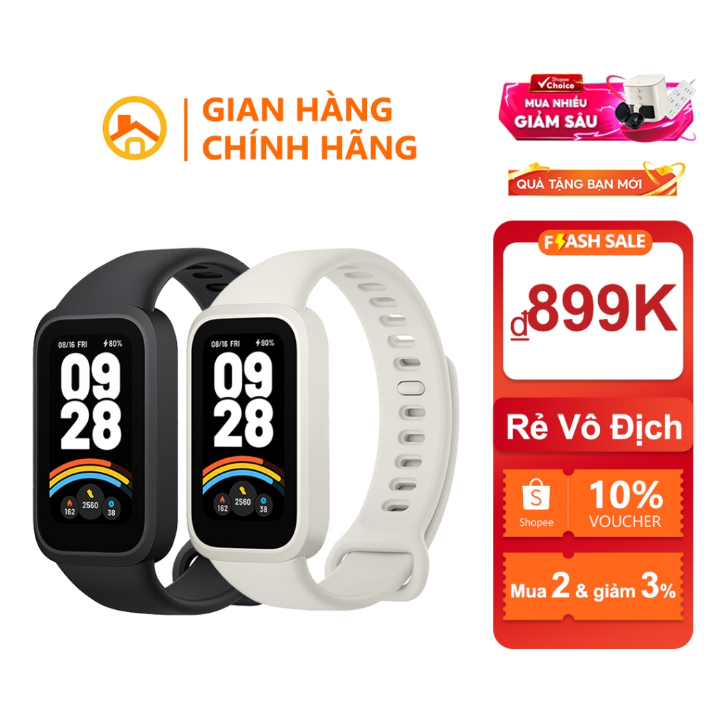 Xiaomi Mi Band 9 (Bản Quốc Tế) Màu Đen - Vòng Đeo Tay Thể Thao Thông Minh | Màn Hình Sắc Nét, Hơn 15