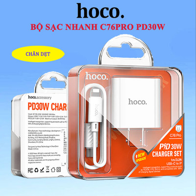 Bộ Sạc Nhanh PD 30W Chính Hãng Hoco Dùng Cho IP 8-14-PRO-PLUS-PROMAX Chuẩn Cổng Type-C to L