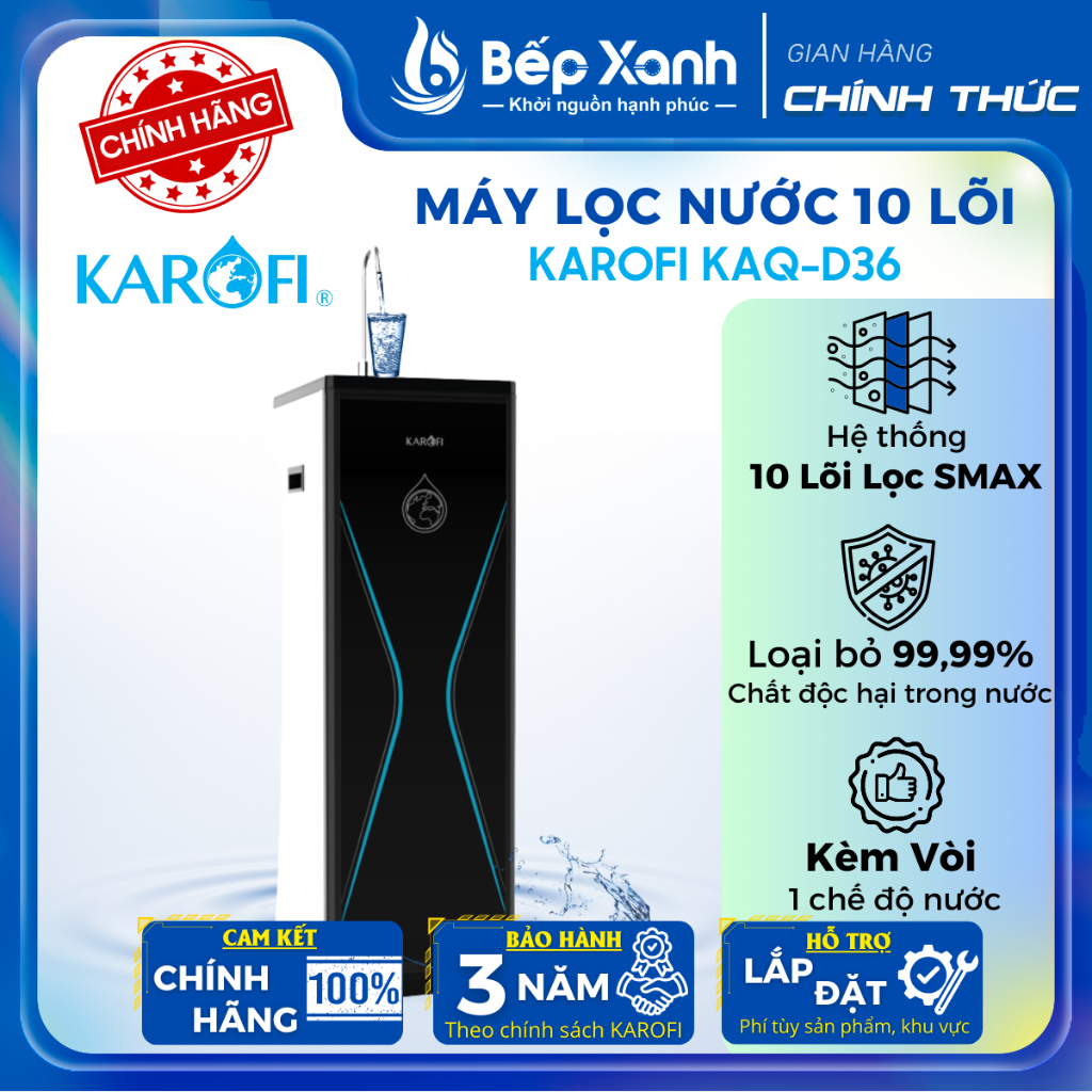 Máy lọc nước Karofi KAQ-D36 10 lõi - Bảo hành chính hãng 3 năm
