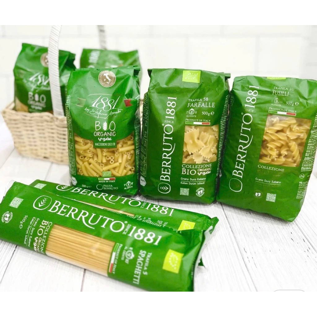 Nui Mì Hữu Cơ Berruto 500g - Mì Spaghetti, Nui Ống, Nui Nơ, Nui Xoắn Cho Bé