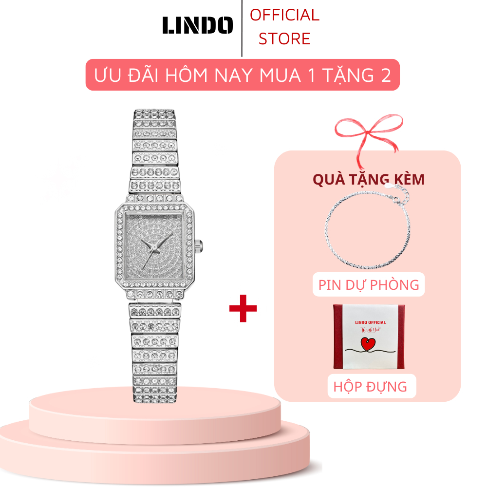 Đồng hồ nữ CINLA chính hãng đính đá thép không gỉ tặng vòng