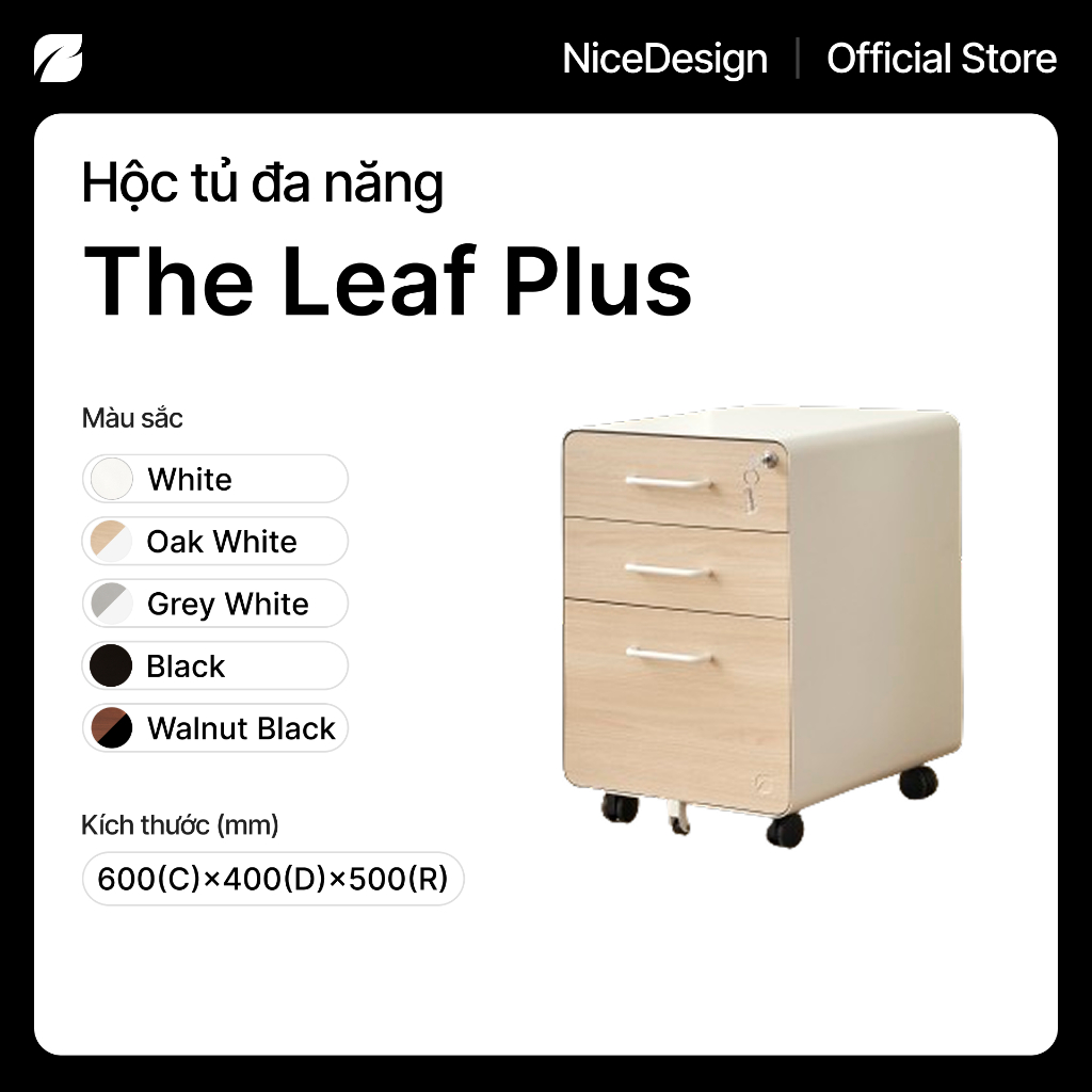Tủ đựng đồ đa năng 3 ngăn The Leaf Plus by NiceDesign có khóa, an toàn cho gia đình