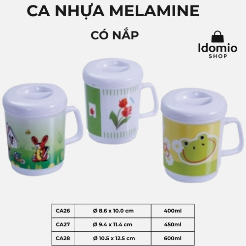 Ca Nhựa Melamine Cao Cấp Có Nắp