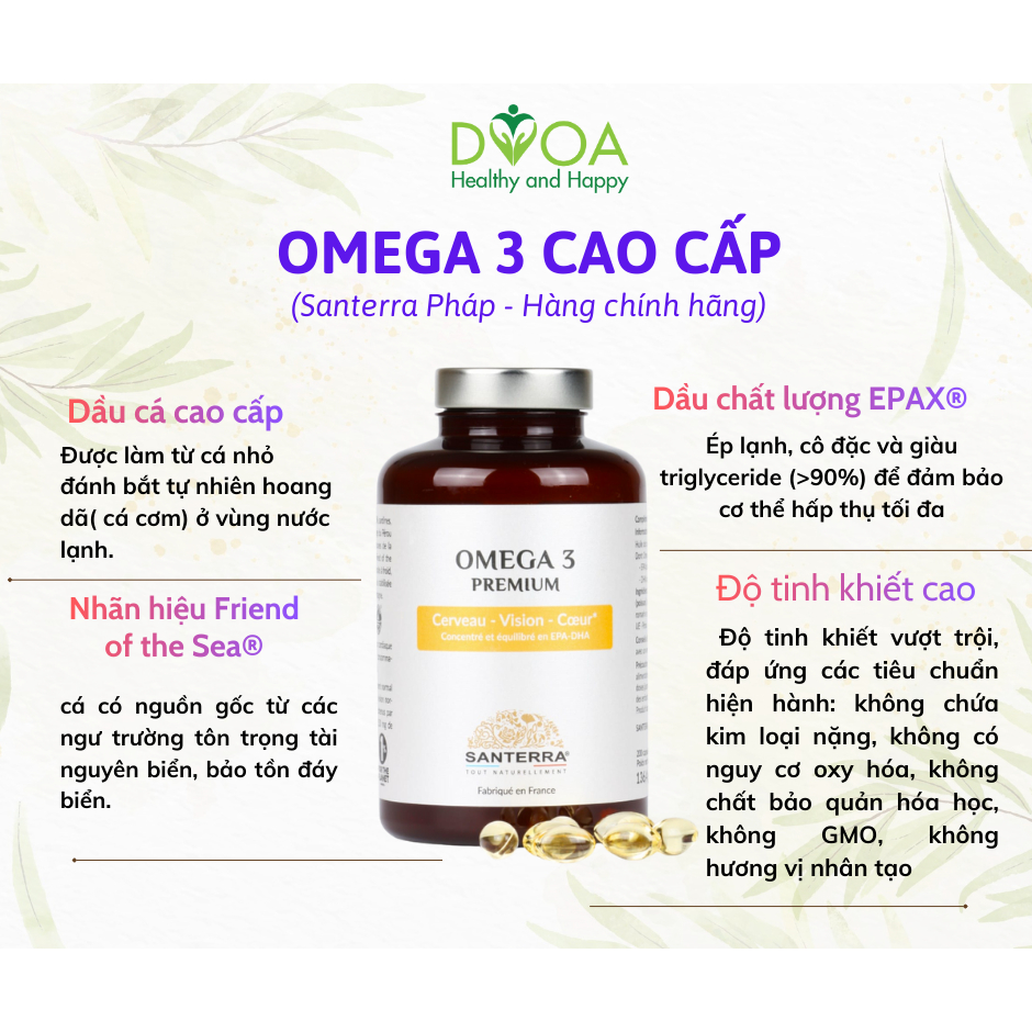 Viên Dầu cá Omega 3 Premium cao cấp Santerra chính hãng Pháp