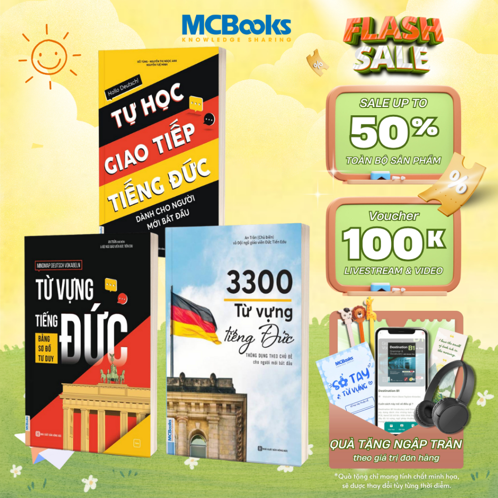 Sách - Combo Tự học tiếng Đức cho người mới bắt đầu & Mindmap, 3300 từ vựng theo chủ đề thông dụng