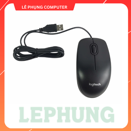 Chuột máy tính có dây  Logitech B100 (Đen) Dây dài 1m8, thiết kế ôm tay, thuận cả 2 tay - Bảo hành 36 tháng