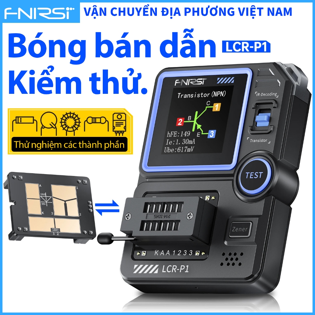 FNIRSI LCR-P1 Transistor Tester Diode Triode Capacitance Resistance Meter LCR ESR Meter NPN PNP MOSF