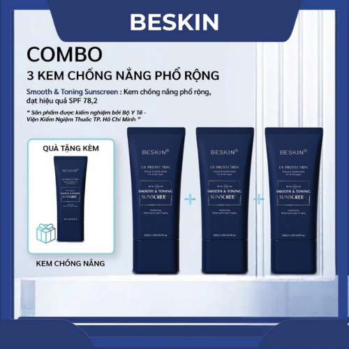 [MUA 3 TẶNG 1] COMBO 3 TUÝP: KEM CHỐNG NẮNG PHỔ RỘNG "SMOOTH & TONING SUNSCREEN" SPF 50+ - 32g - Thư