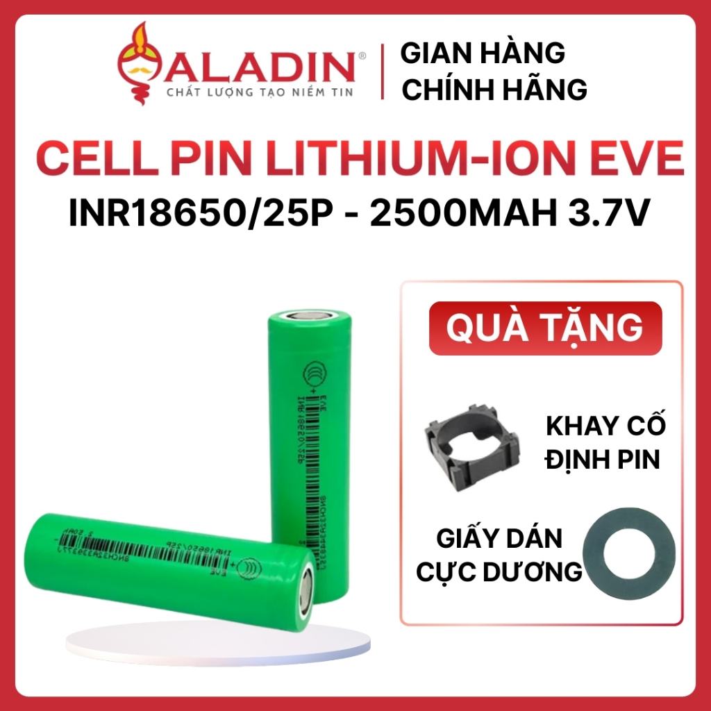 Cell pin Lithium-ion EVE INR18650/25P dung lượng 2500mAh 3.7V dòng xả tối đa 30A công suất cao