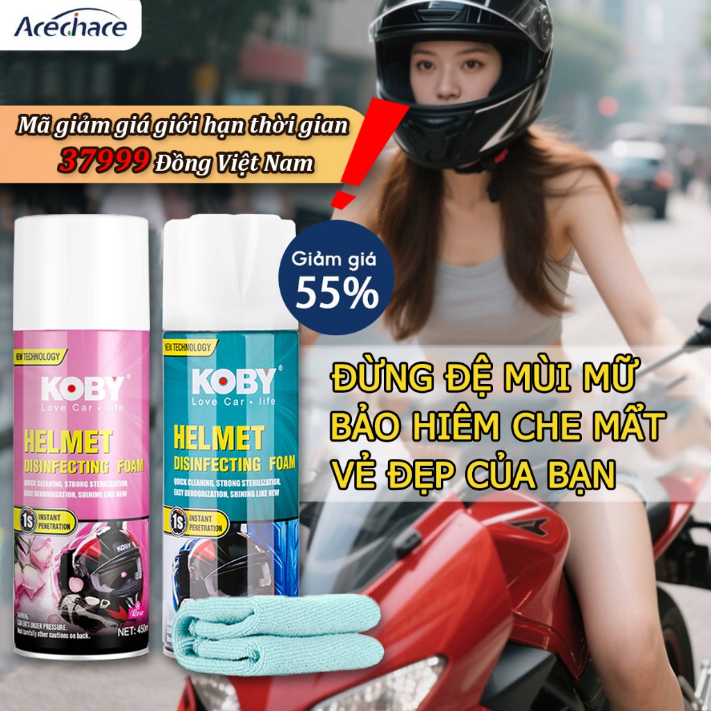 Bọt làm sạch sâu mũ bảo hiểm trẻ em/xe máy - Không độc hại an toàn cho bé, tẩy bẩn khử mùi, không cần rửa nước!
