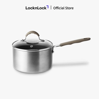 Nồi sâu lòng Lock&Lock Handycook có tay cầm và nắp đậy 14cm - Màu xám LHD1141