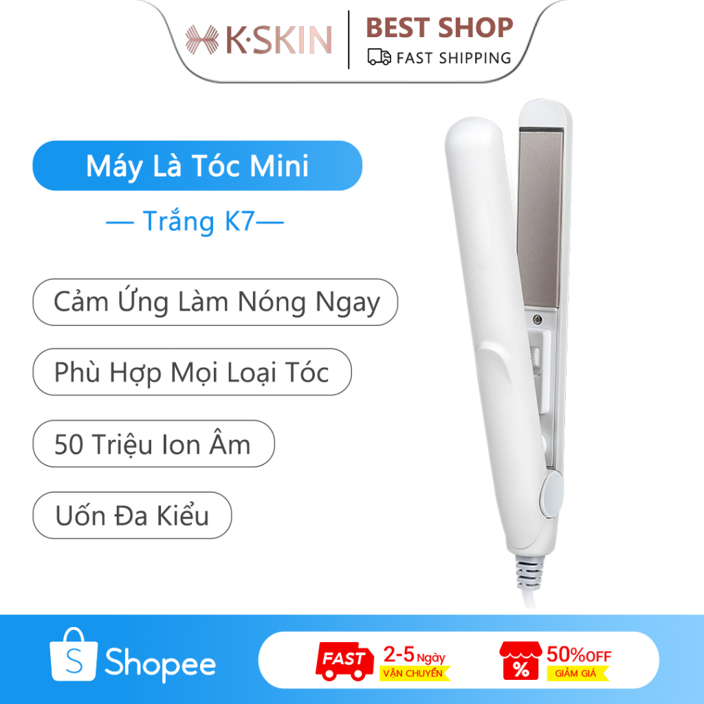 K.SKIN Máy Là Tóc Mini K7 Cảm Ứng Làm Nóng Ngay 50 Triệu Ion Âm Uốn Đa Kiểu Phù Hợp Mọi Loại Tóc