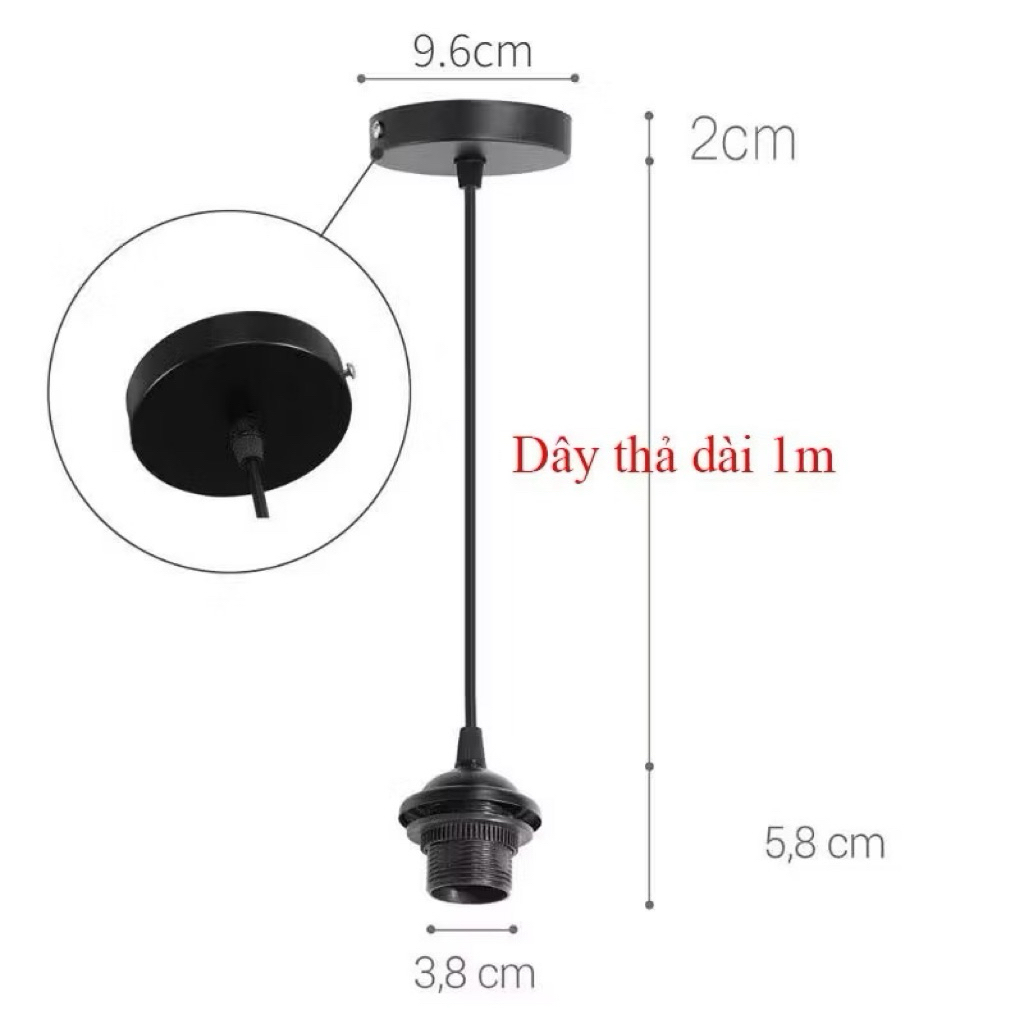 Dây đui đèn thả trần đui e27(như hình)
