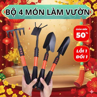    Bộ 4 Món   Dụng Cụ Làm Vườn Mini  Trồng Rau Cây Cảnh – Chống Gỉ Cán Cầm Êm Siêu Tiện Lợi 