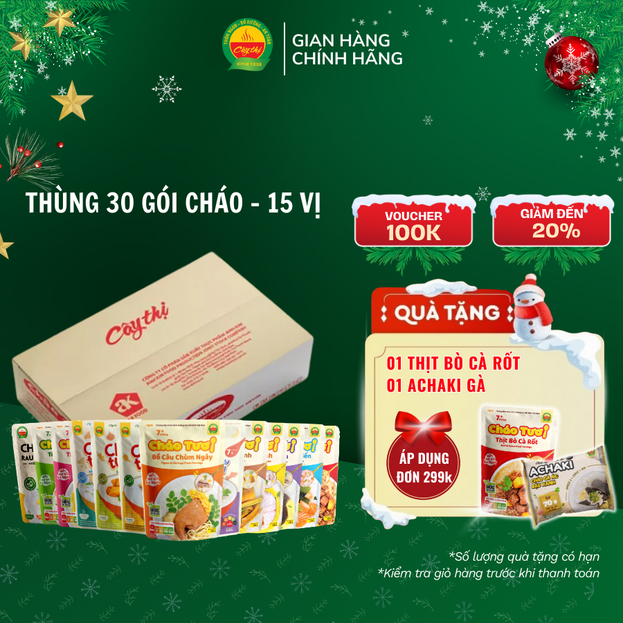 Thùng 30 Gói 15 Vị Cháo Tươi Cây Thị - Mỗi Vị 2 Gói 