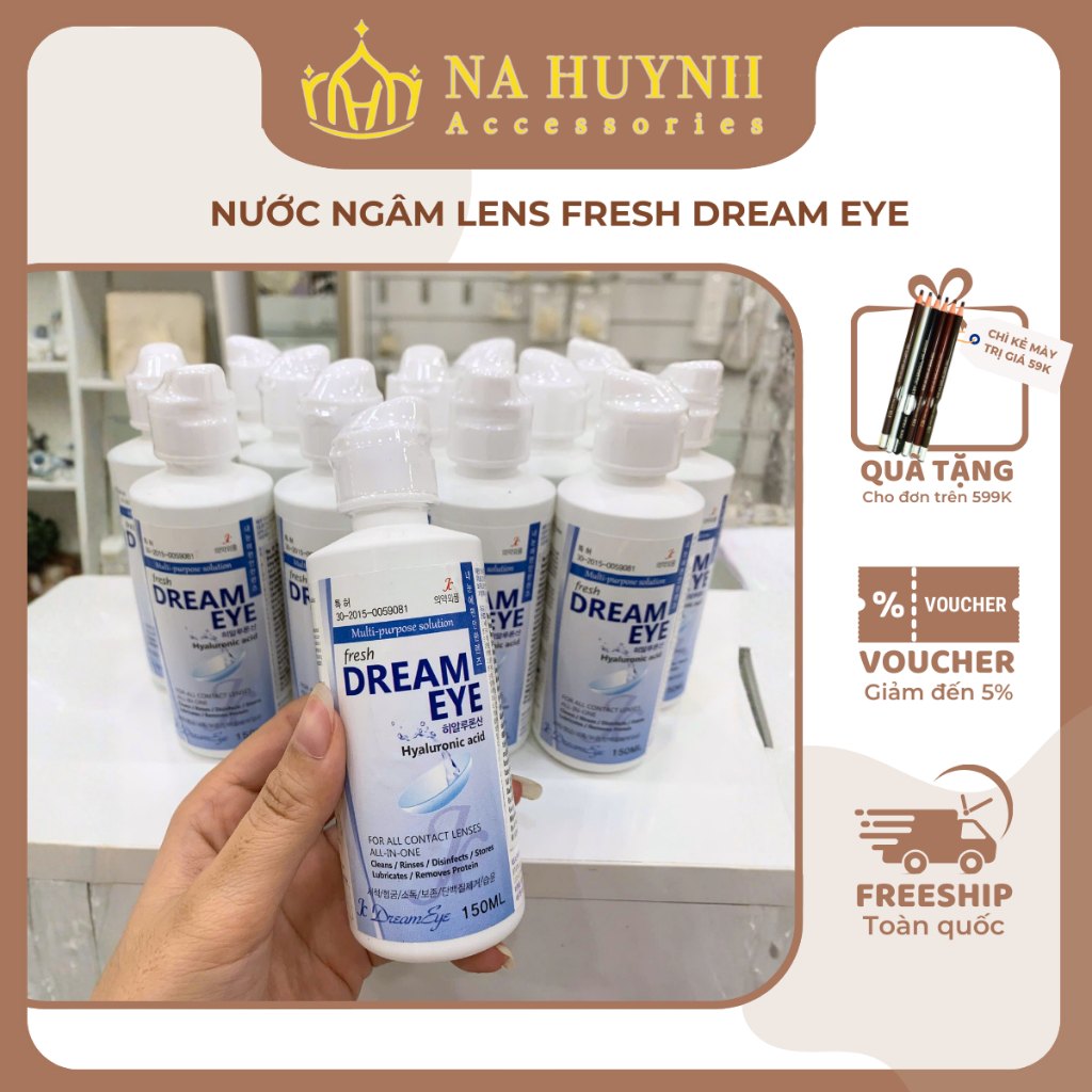 Dung Dịch Nước Ngâm Lens Hàn Quốc Fresh Dream Eye/ Nhỏ Mắt Fresh Eyes, Chuyên Dụng Cho Kính Áp Tròng