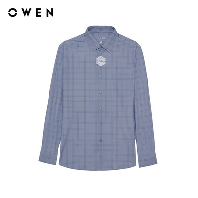 Owen - Áo sơ mi dài tay Regular Fit AR256056DT màu Xanh chất liệu Knit seamless