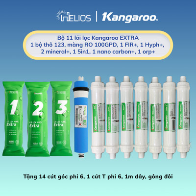 Combo 11 lõi KANGAROO dành cho máy lọc nước Kangaroo KG11A3 và KG11A18 (123 EX+ RO100GPD+ 7 lõi hydrogen(+Mineral+)