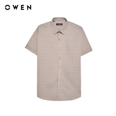 Owen - Áo sơ mi ngắn tay Slim Fit AS255011N màu Nâu chất liệu Bamboo poly