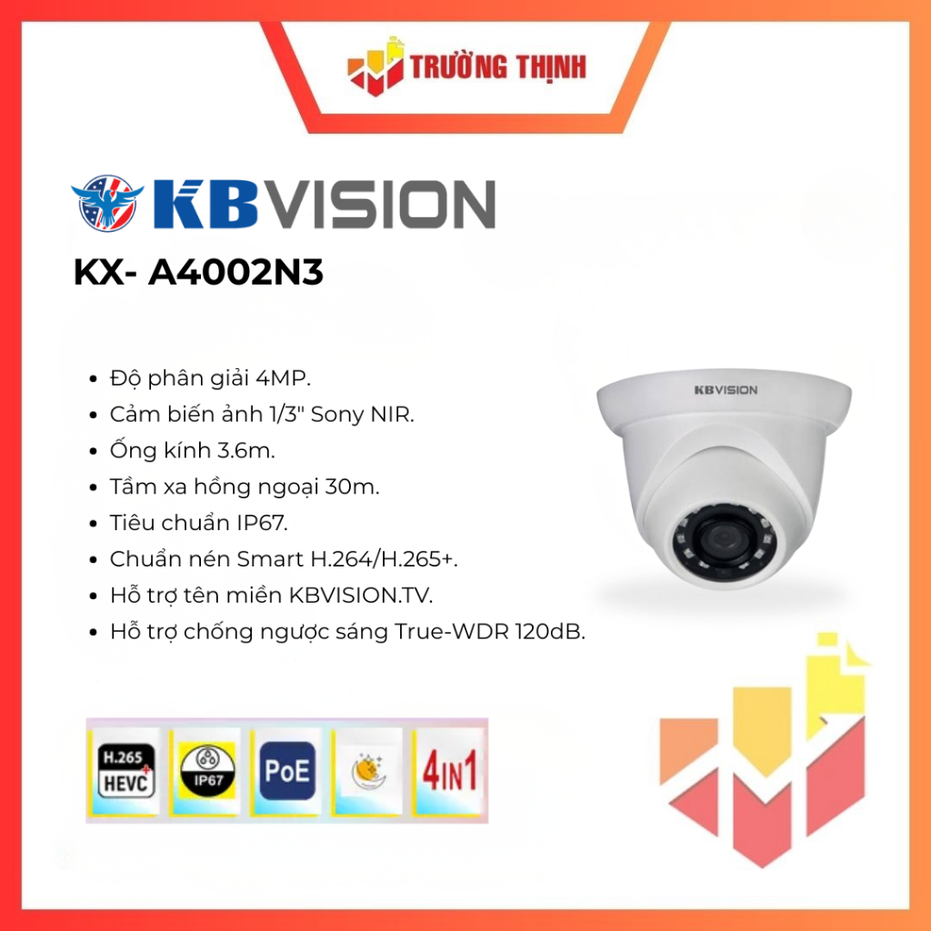 Camera IP bán cầu KBVISION KX-A4002N3