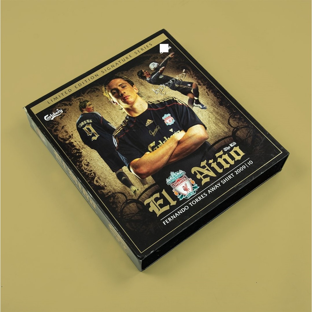 Hộp áo đấu bóng đá chữ ký cầu thủ Torres Liverpool 2009-2010 away shirt signed limited jersey phiên 