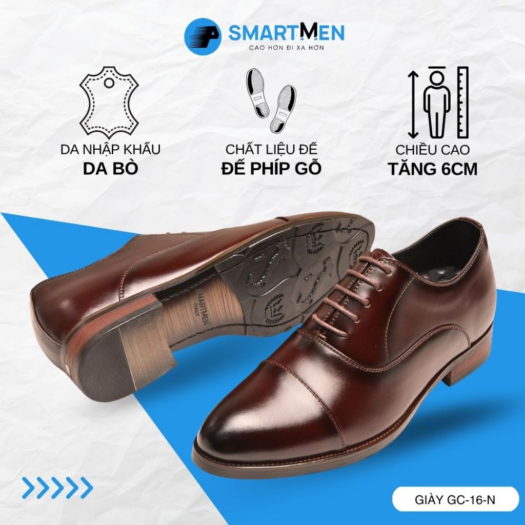 SMARTMEN Giày Oxford cao cấp GC-16-N Da bò cao cấp nhập khẩu, đế phíp gỗ sang trọng Oxford shoes