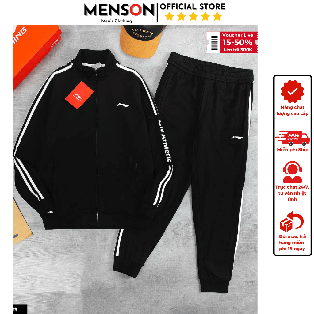 Set đồ nam thu đông kéo khóa phom dáng đẹp dày dặn, Bộ thể thao nam mùa đông hàng hiệu phom đẹp Mens