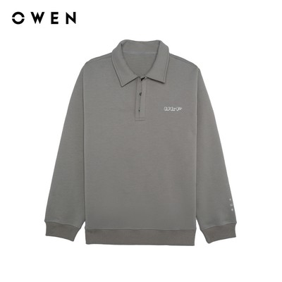 Owen - Áo nỉ Regular Fit AN256139 màu Xám nhạt chất liệu Cotton poly spandex