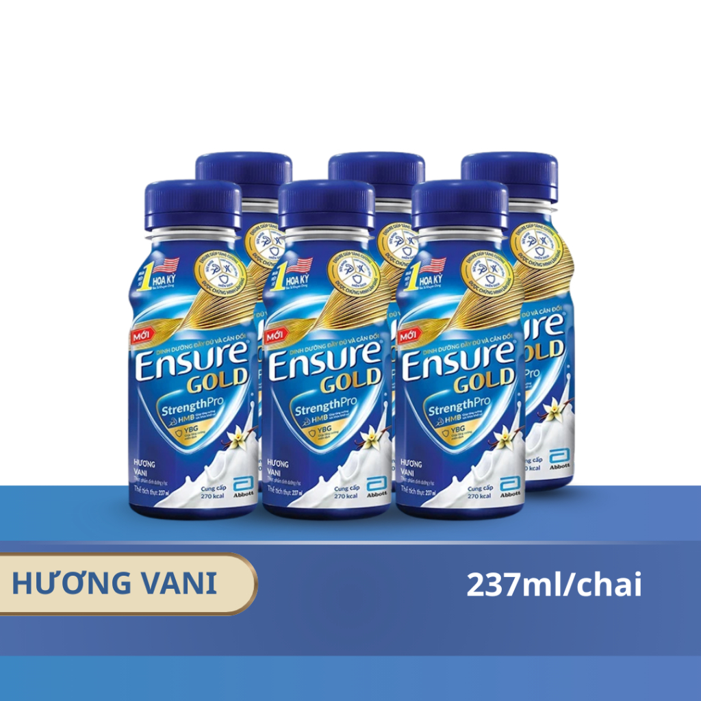 Lốc 6 Chai Sữa Nước Ensure Gold Abbott 237ml/Chai, Chính Hãng, Bổ Sung Dinh Dưỡng