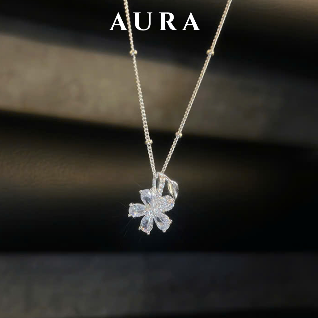 Dây Chuyền Hoa Trắng Bạc Nữ AURA STORE - Vòng Cổ Bạc 925 Sang Trọng, Quà Tặng Kèm Hộp - BS06