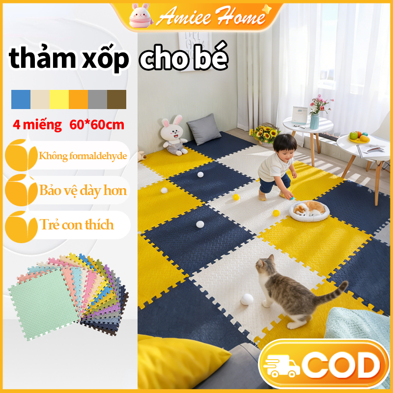 thảm xốp cho bé,60x60,4 miếng,thảm dày chống trượt và chống thấm nước hai mặt cho phòng khách