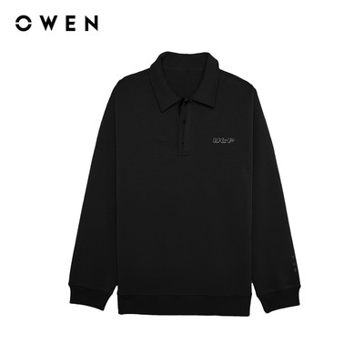 Owen - Áo nỉ Regular Fit AN256138 màu Đen chất liệu Cotton poly spandex