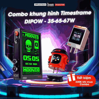 Combo Divoom Khung Hình Divoom Times Frame và Củ sạc màn hình led Dipow - 65W/67W, 3 cổng sạc ra, hỗ trợ sạc nhanh