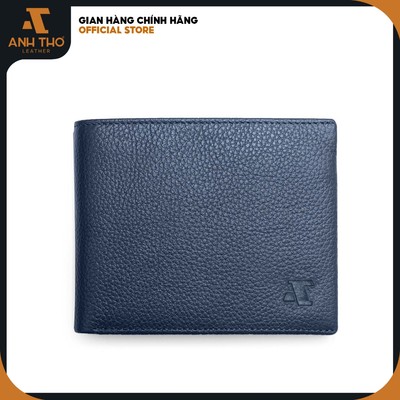 Ví da bò VICTOR dáng ngang, chất da bò hạt cao cấp, tone xanh navy sang trọng, đựng vừa tất cả giấy tờ, Anh Tho Leather