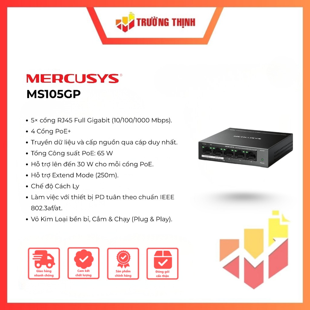 Switch để bàn 5 cổng Mercusys MS105GP