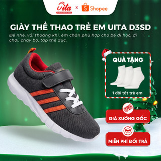   Tặng tất  Giày thể thao bé trai giày cho bé gái UITA mix sọc quai dán tiện lợi đế nhẹ êm chân D3SD 