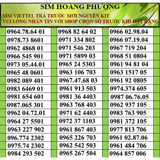 Sim viettel số đẹp đồng giá 200k PL2