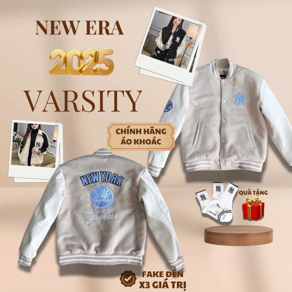 [AUTH] Áo Khoác New Era New York Yankees - Áo New Era Bomber Varsity Jacket Chính Hãn.g Full Tem Tag
