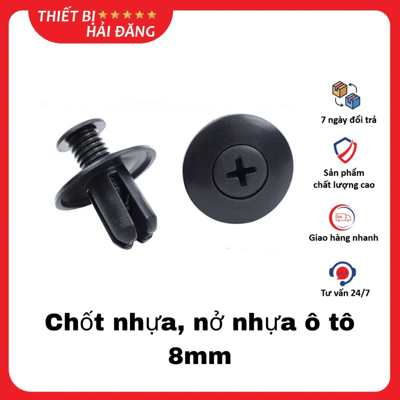 Túi 100 Chốt Nhựa Ô Tô 8mm – Đinh Tán/Nở Nhựa Chuyên Dụng Cho Gara